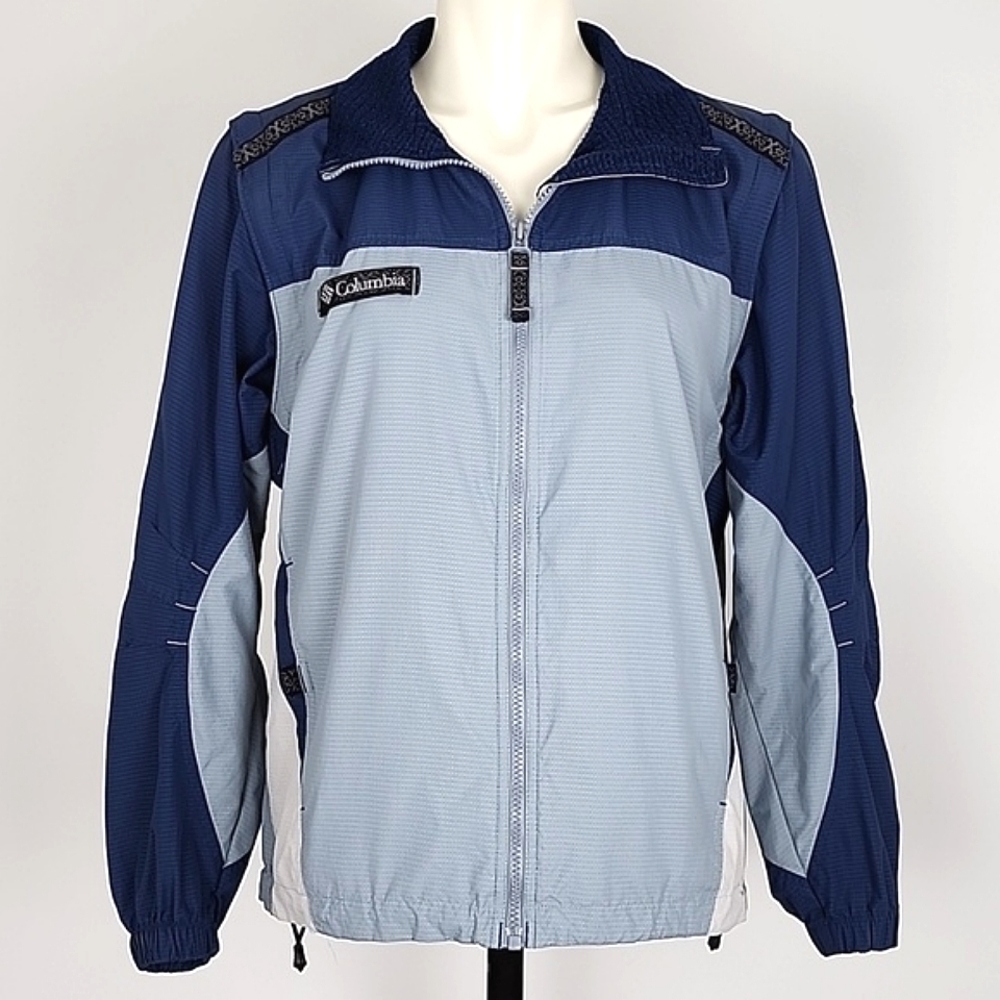 Columbia Women's Blue Grey Packable Convertible Jacket Vest Lightweight M